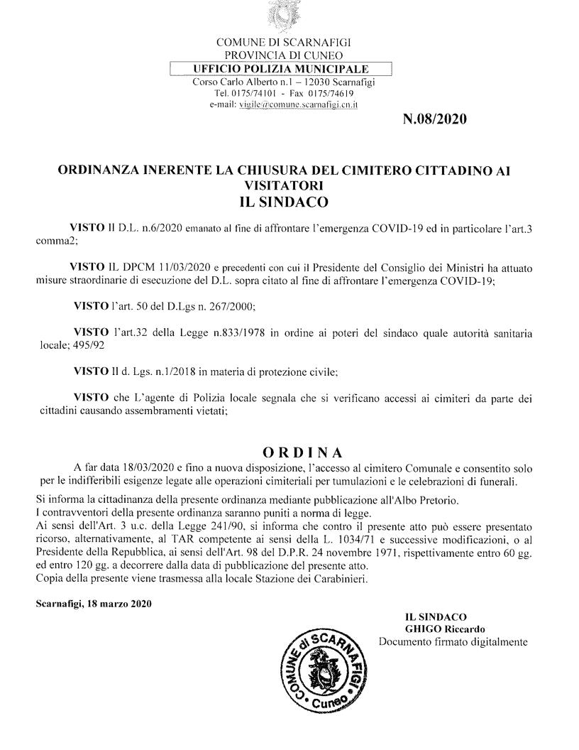 CHIUSURA CIMITERO